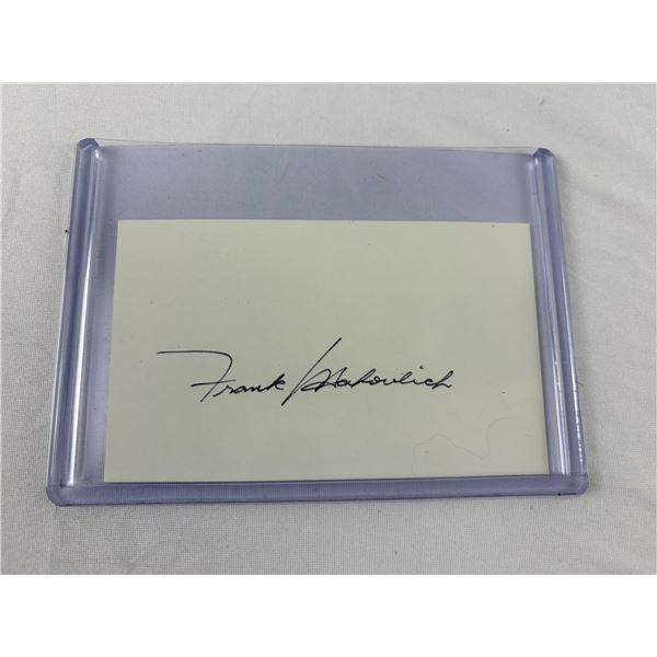 Frank Malkovich Autographed Index Card