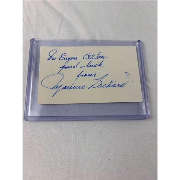 Autographed Maurice Richard Index Card