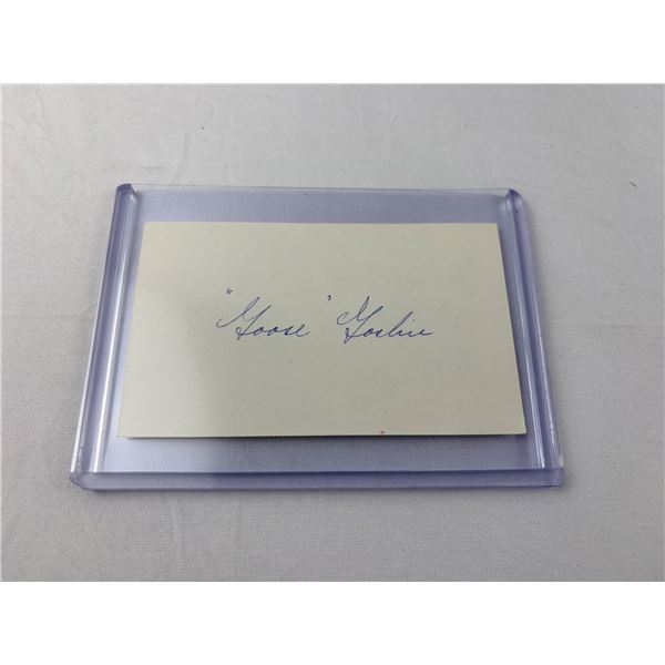 Goose Goslin Autographed Index Card