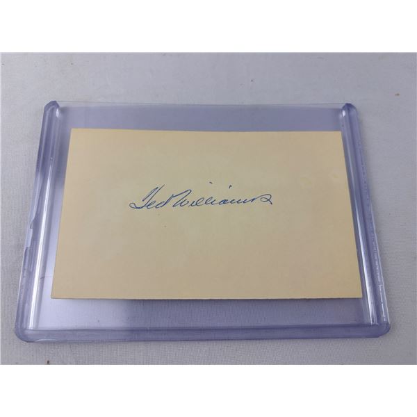 Ted Wiliams Autographed Index Card
