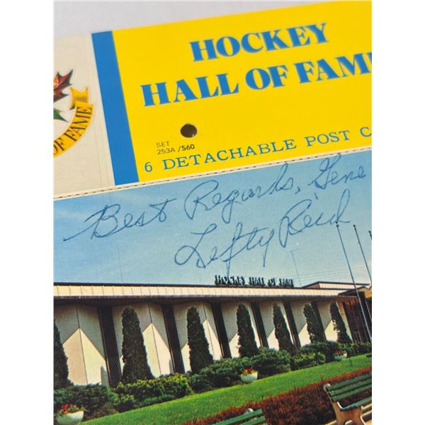 Hockey Hall of Fame Post Cards Signed by Lefty Reid
