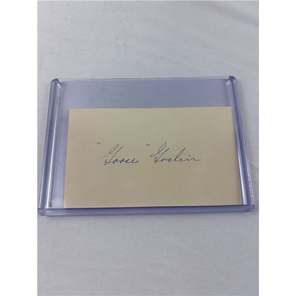 Goose Goslin Autographed Index Card