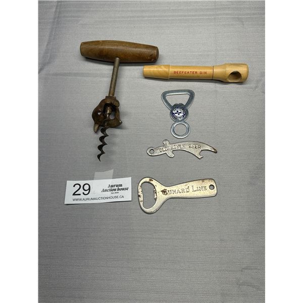 Group of Bottle Openers + Corkscrews Vintage