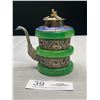 Image 1 : Antique Chinese Jade Enamel Silver Teapot Outstanding