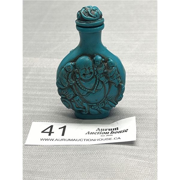 Antique Chinese Carved Turqoise Bottle