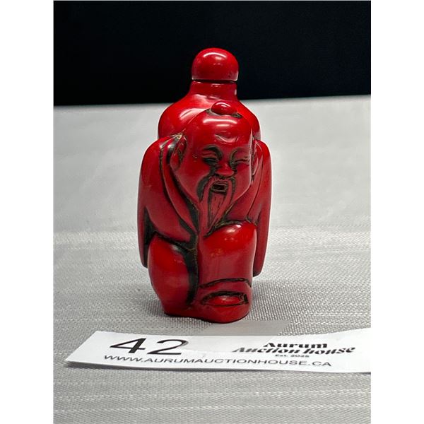 Antique Chinese Carved Coral Bottle