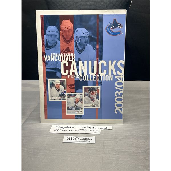 2003/2004 Canucks Sticker Collection Mounted in Book