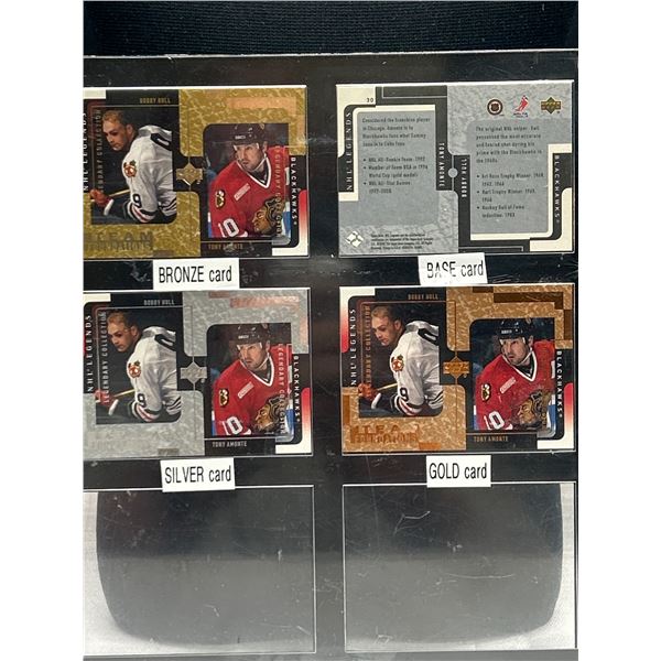 Display of 4 2000-01 UD Serial Numbered Hockey Cards