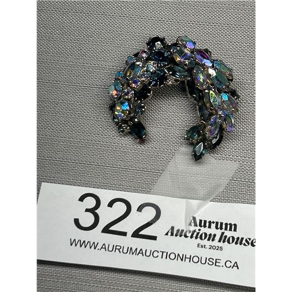 very High Quality Rhinestone 50s Crecent Brooch