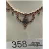 Image 2 : Vintage Pink Rhinestone Necklace and Earrings made with RCMP logos