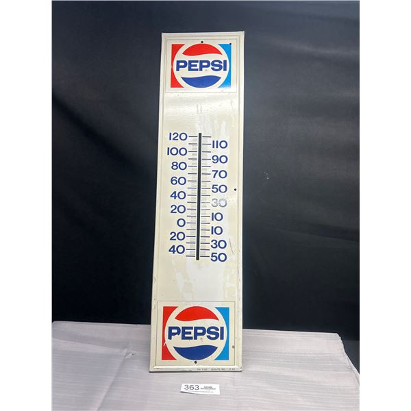 Vintage 1983 Metal Pepsi Thermometer missing Thermometer 18" Tall