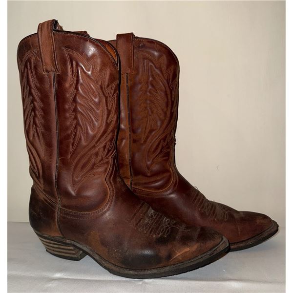 Brown Leather Cowboy Boots Size 8 1/2