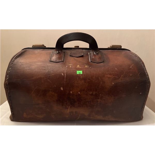 Brown Leather Gladstone-Style Doctor's Bag with Monogram
