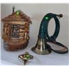 Image 2 : Decorative Items: Wood Cabin Model, French Horn, Brass Door Knocker and more