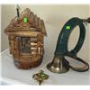 Image 3 : Decorative Items: Wood Cabin Model, French Horn, Brass Door Knocker and more