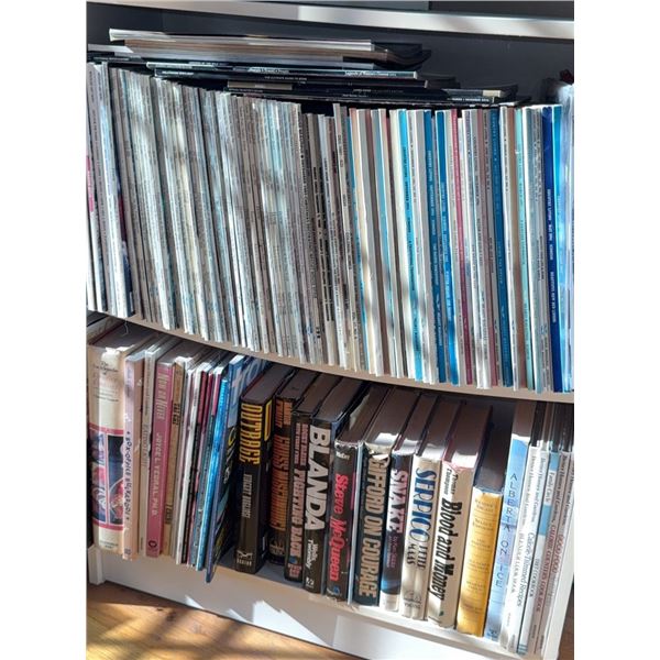 Hardcover Books, Paperbacks, and Magazines on Shelf