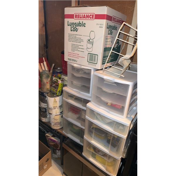 Reliance Luggable Loo Portable Chemical Toilet and Storage Drawers Lot
