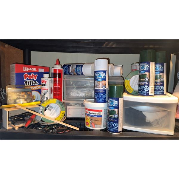Home Repair Supplies Including Paint, Fillers, Adhesives, Tape