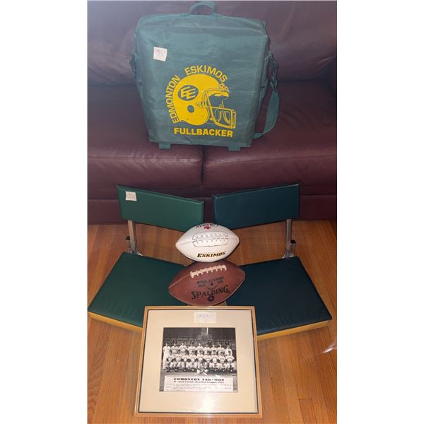 Edmonton Eskimos Memorabilia Lot Including Signed Footballs, and more