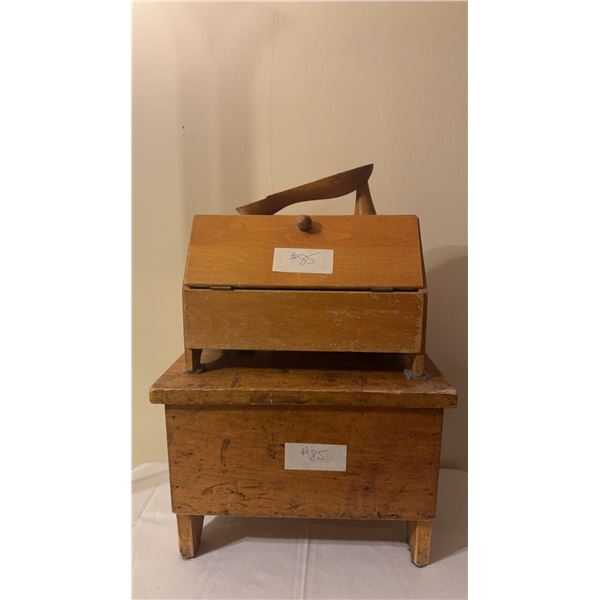 Wooden Shoe Shine Boxes with Accessories