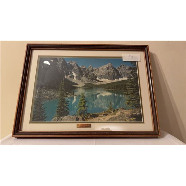 Framed Print of Moraine Lake with Matting and Brass Nameplate