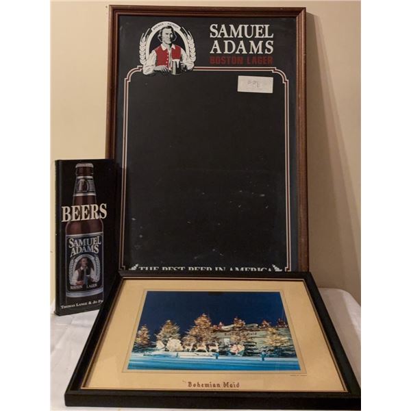 Breweriana: Samuel Adams Board, Book, Bohemian Maid Art, Key Holder