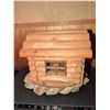 Image 6 : Handcrafted Wooden Log Cabin Miniature With "God Bless Our Home" Sign