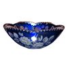 Image 1 : Cobalt Blue Cut to Clear Glass Bowl with Floral and Geometric Designs