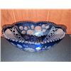 Image 2 : Cobalt Blue Cut to Clear Glass Bowl with Floral and Geometric Designs