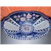 Image 3 : Cobalt Blue Cut to Clear Glass Bowl with Floral and Geometric Designs