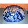 Image 4 : Cobalt Blue Cut to Clear Glass Bowl with Floral and Geometric Designs