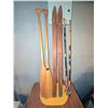 Image 2 : 2 Wooden Canoe Paddles, 2 Wooden Skis And 2 Ski Poles