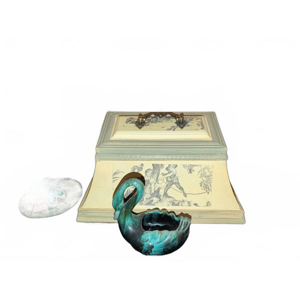Decorative Keepsake Box, Swan Planter, Hanna's Handiworks Stones