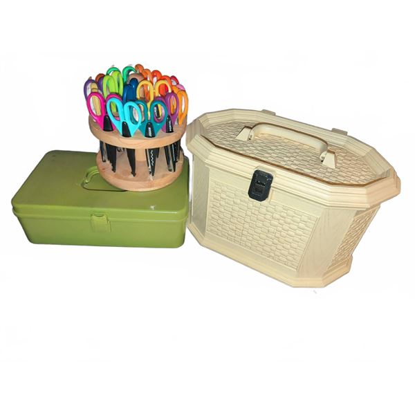 Sewing Supplies With Thread, Scissors, Cases and Notions