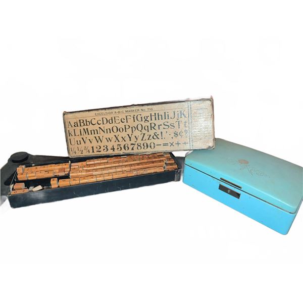 Excelsior ABC Marker No. 716 Wooden Alphabet Stamp Set With Metal Storage Box