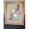 Image 2 : Framed Cross-Stitch Embroidery of Pheasant on Branch