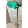 Image 2 : Brass Floor Lamp With Green Glass Banker-Style Shade