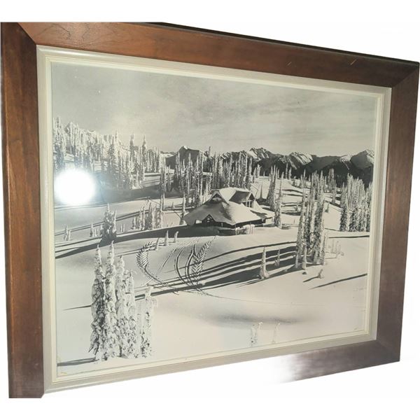 Framed Black and White Winter Landscape Photograph