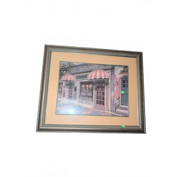 Framed Print of Restaurant Storefront with Ornate Border