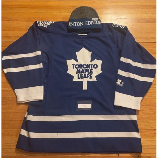 Toronto Maple Leafs Hockey Jersey and Edmonton Alumni Beanie