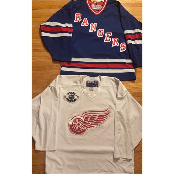 CCM NHL Center Ice New York Rangers and Detroit Red Wings Jerseys, Size Medium