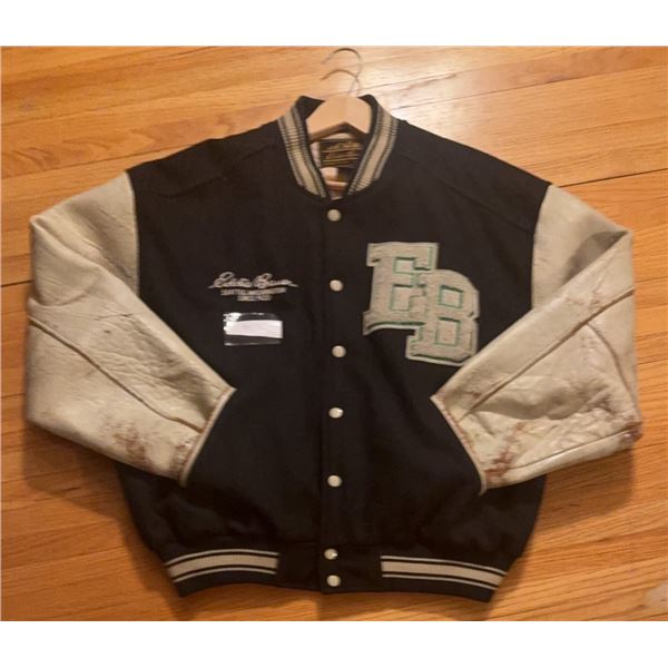 Eddie Bauer Wool and Leather Varsity Jacket, EB Patch, Men’s Size Large