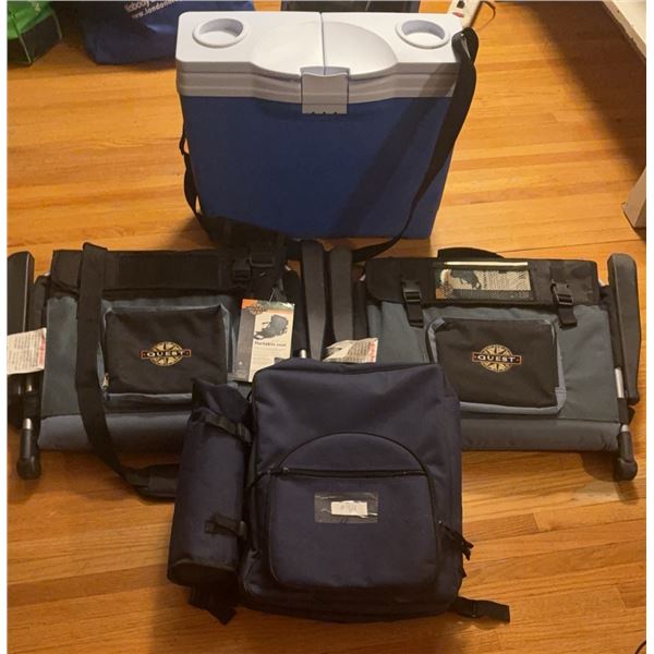 Outdoor Picnic Set with Cooler, 2 Quest Portable Seats, and Accessory-Filled Backpack