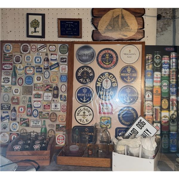 Beer Label Plaques, Glassware, and Granville Island Brewing Sign