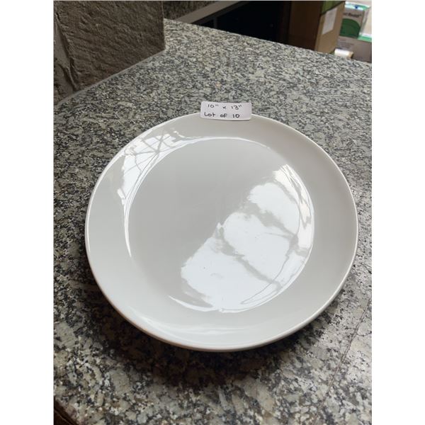 Lot of 10 - White Oval Dining Plates, 10" x 13"