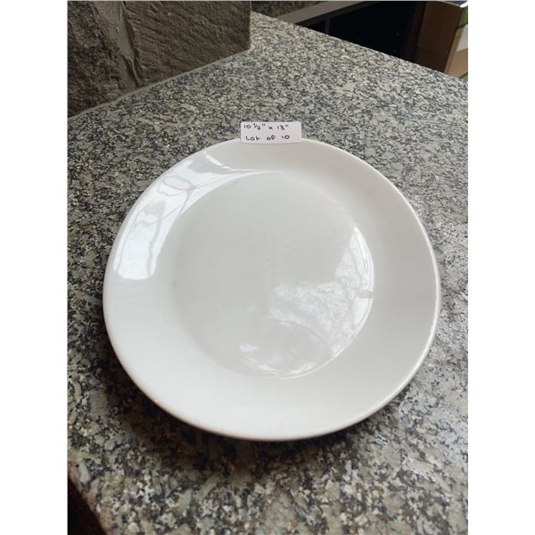 Lot of 10 - Oval White Dining Plates 10.5" x 13"