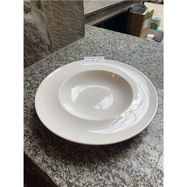 Lot of 12 - White Circular Dining Bowls, 12â€ Diameter