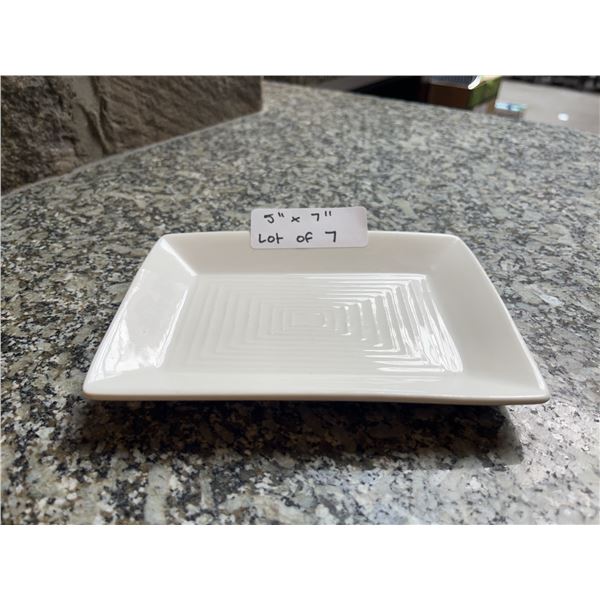 Lot of 7 - White Rectangular Dining Plates, 5  x 7 