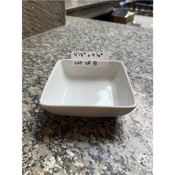 Lot of 8 - Square White Dining Dishes, 4.5" x 4.5â€