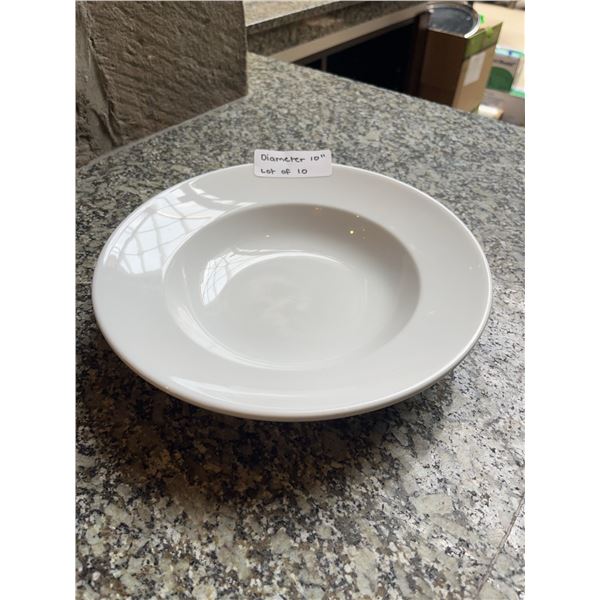 Lot of 10 - White Circular Dining Bowls, 10â€ Diameter